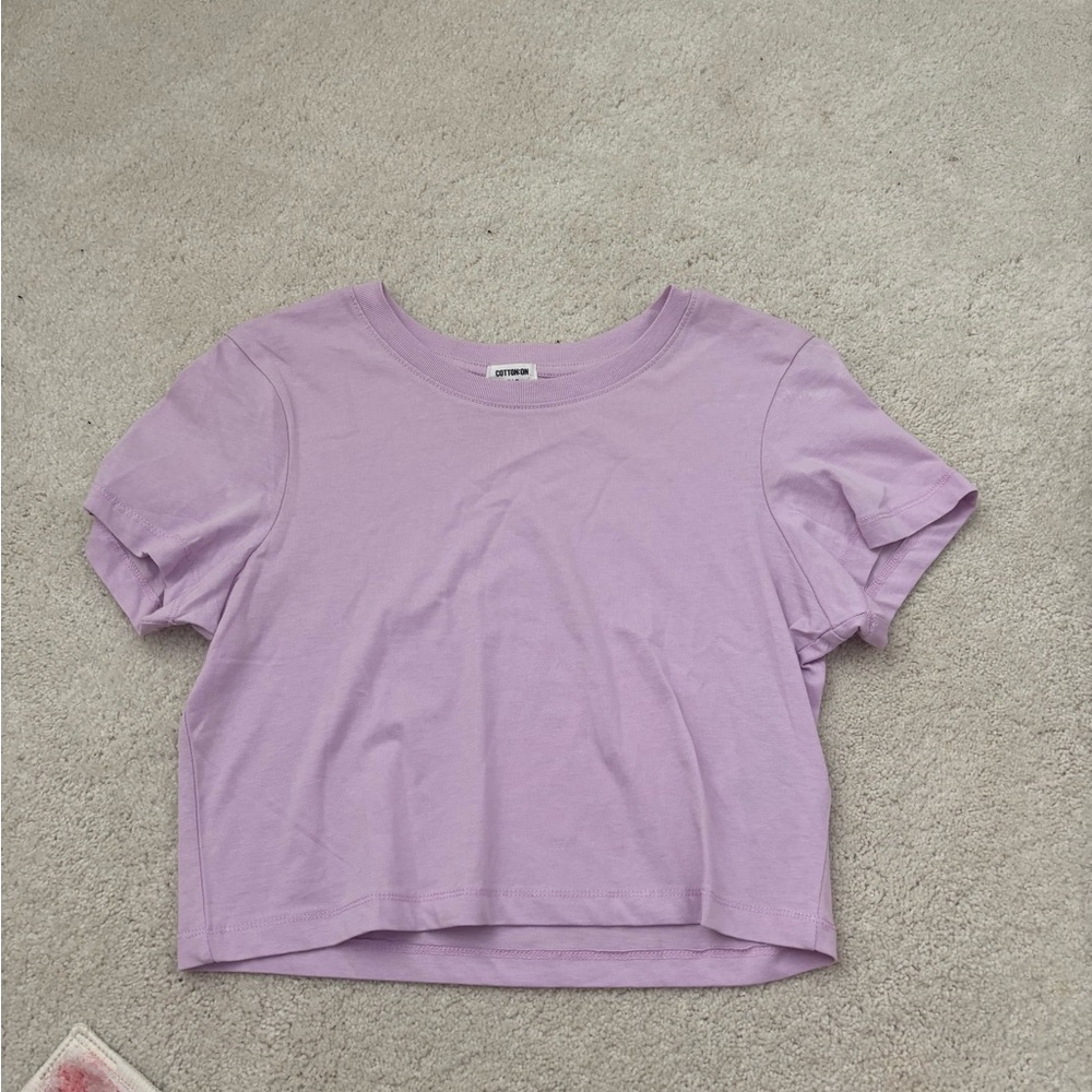 Cotton On Purple Cropped Short Sleeve T-Shirt